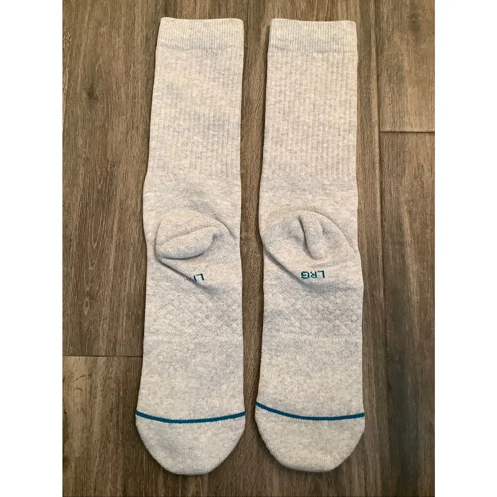 Stance Men's Large Grey Heather Icon Cushioned Crew Socks Athleisure C6-5